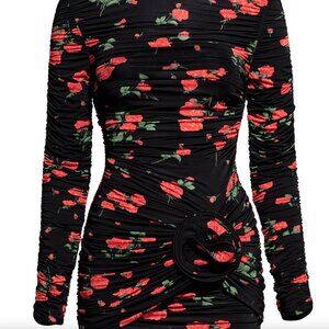 NWT Magda Butrym H&M Rose-Appliquéd Mock Turtleneck Dress, XL